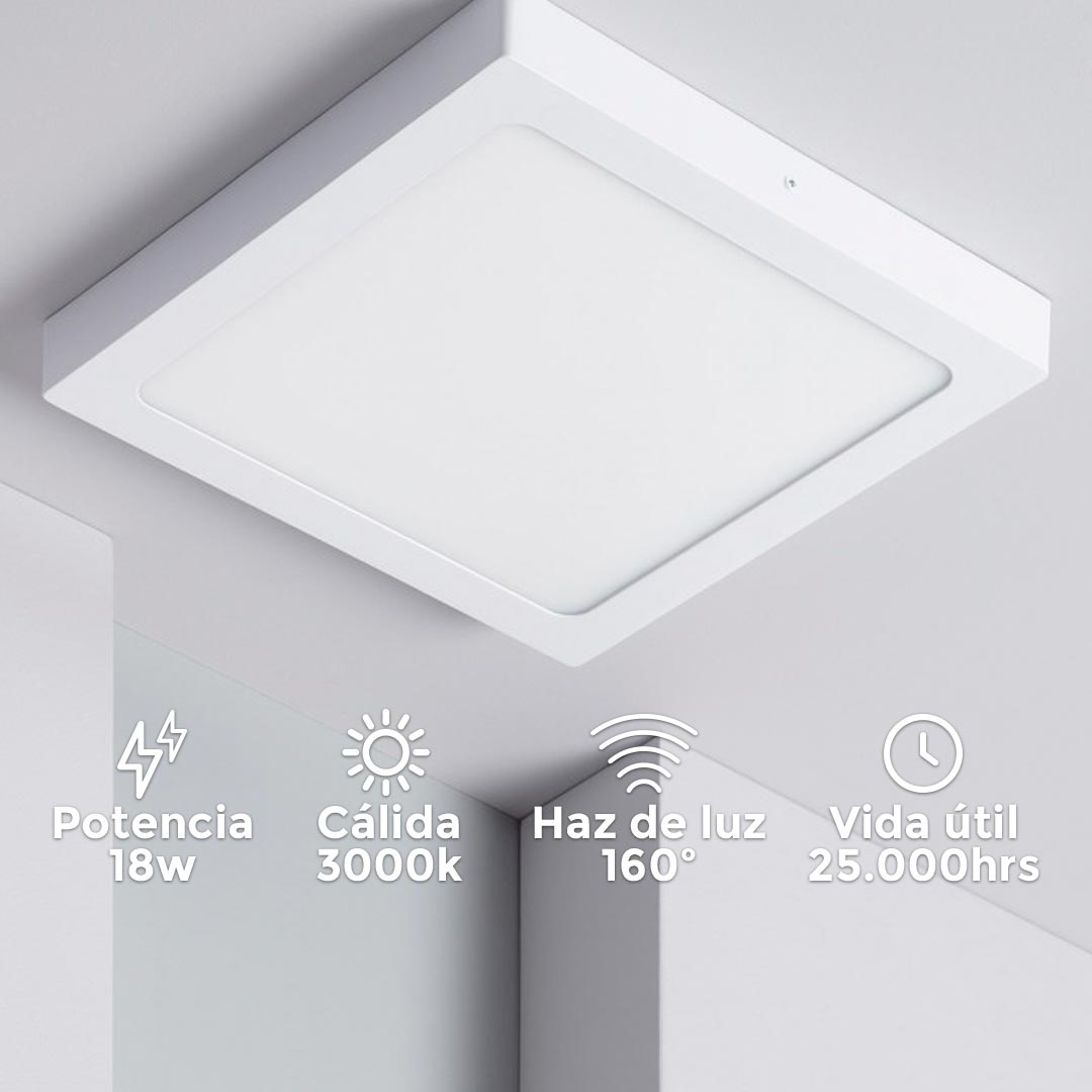 PLAFON 18W CUADRADO LUZ CALIDA LED LIFE LH-1774