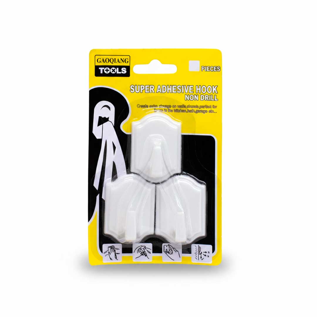 COLGADOR PLASTICO AUTOADHESIVO 3 UNIDADES LH-1214