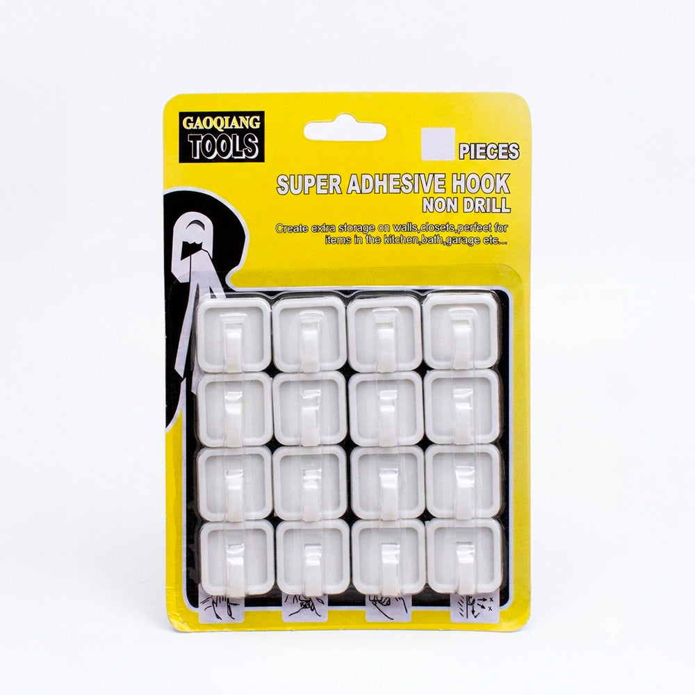 COLGADOR PLASTICO AUTOADHESIVO 16 UNIDADES LH-1215