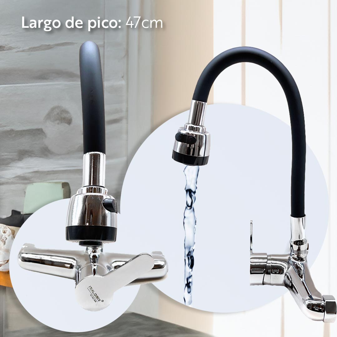 MONOCOMANDO PARED 20CM PICO NEGRO ITALOMIX LH-3033