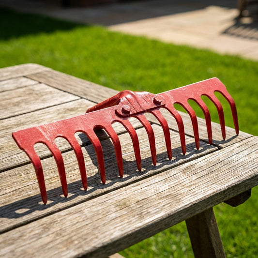 RASTRILLO 14 DIENTES 34CM METALICO ROJO LH-1561