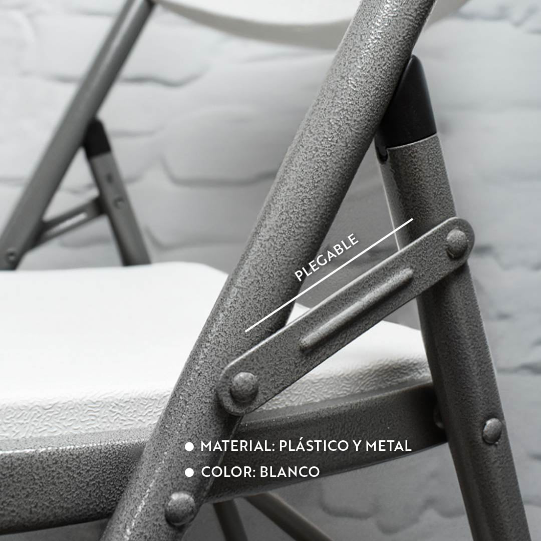 SILLA PLEGABLE PLASTICO METAL COLOR BLANCO LH-4267