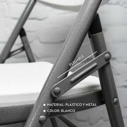 SILLA PLEGABLE PLASTICO METAL COLOR BLANCO LH-4267