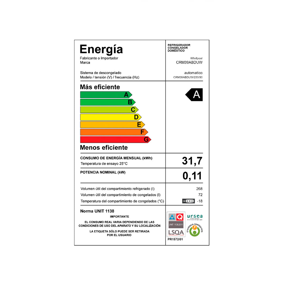 Heladera Consul No Frost CRM39ABDUW