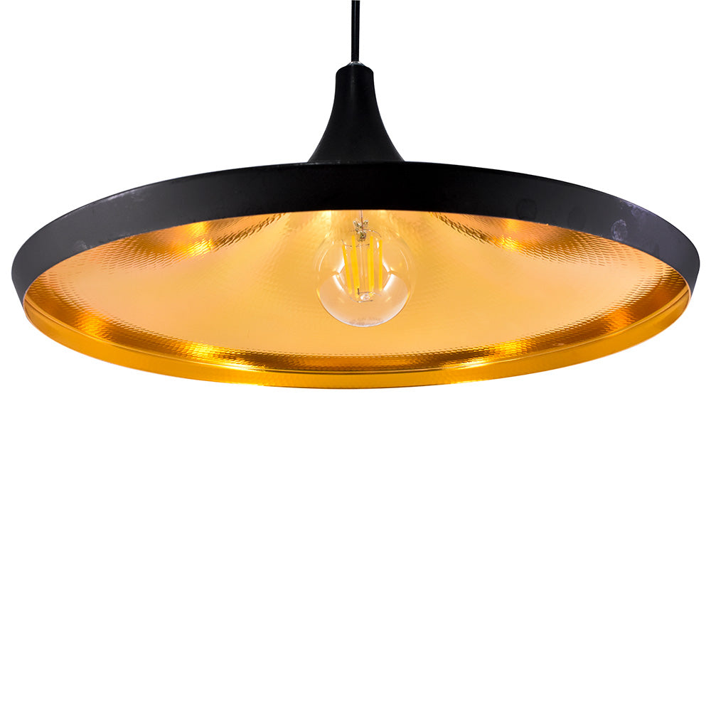 LAMPARA DE COLGAR PLANA NEGRO MATE LH-2312