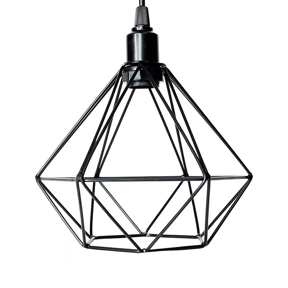 LAMPARA COLGAR JAULA 3 COPAS METALICA NEGRA LH2315