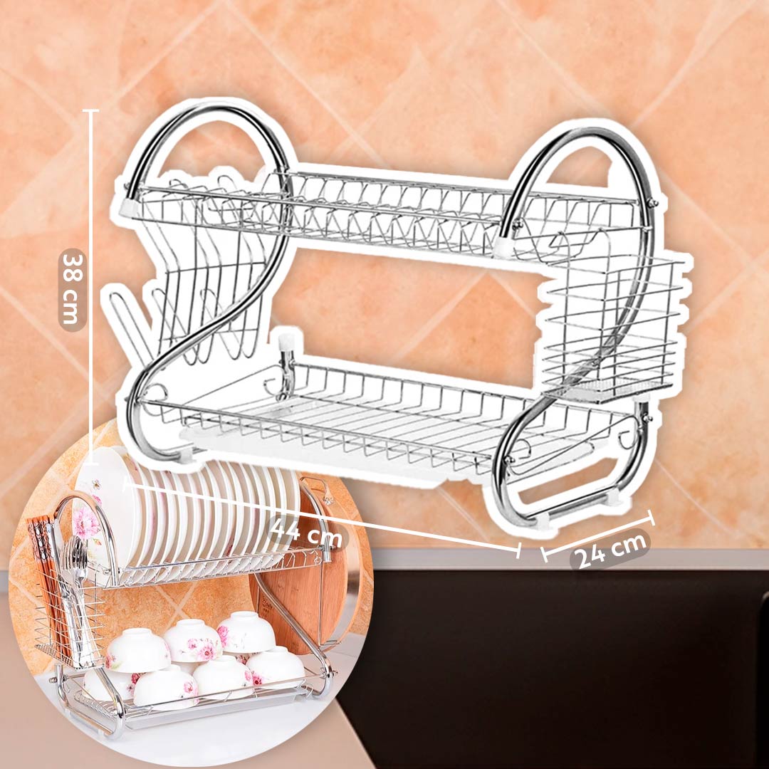 ESCURRIDOR METALICO DE PLATOS DOBLE PISO LH-3682