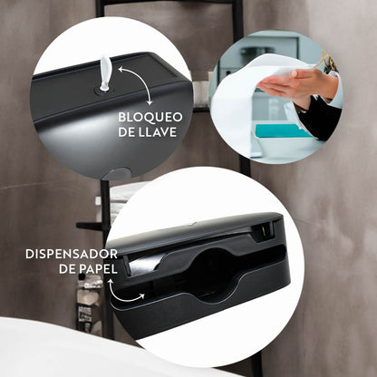 PORTA TOALLITAS  PLASTICO NEGRO LH-3792