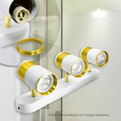 APLIQUE 3 LUCES BLANCO DORADO PARED-TECHO LH-3533