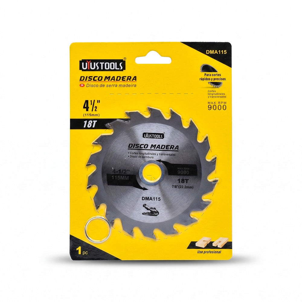 DISCO CORTE MADERA 4 1/2” 18D UYUSTOOLS DMA115