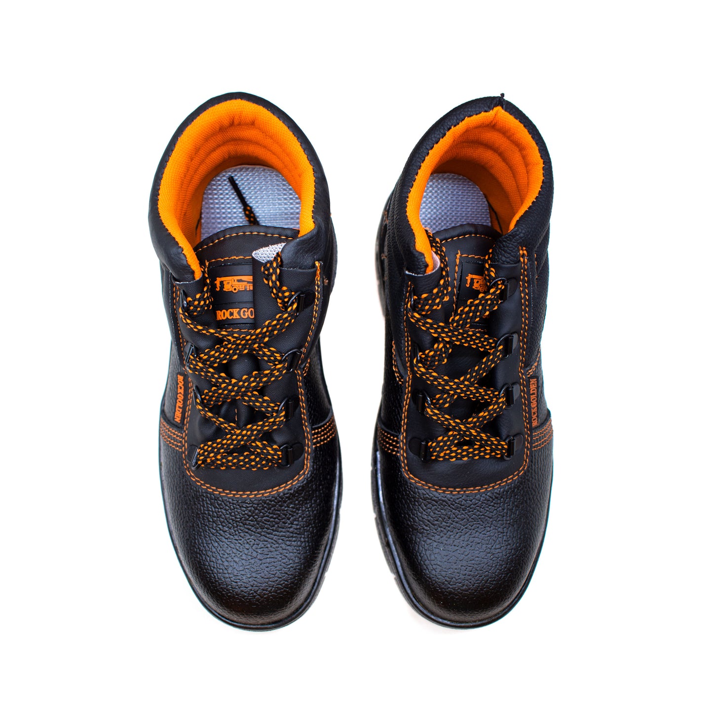 BOTA DE CUERO NEGRO/NARANJA LH-1424