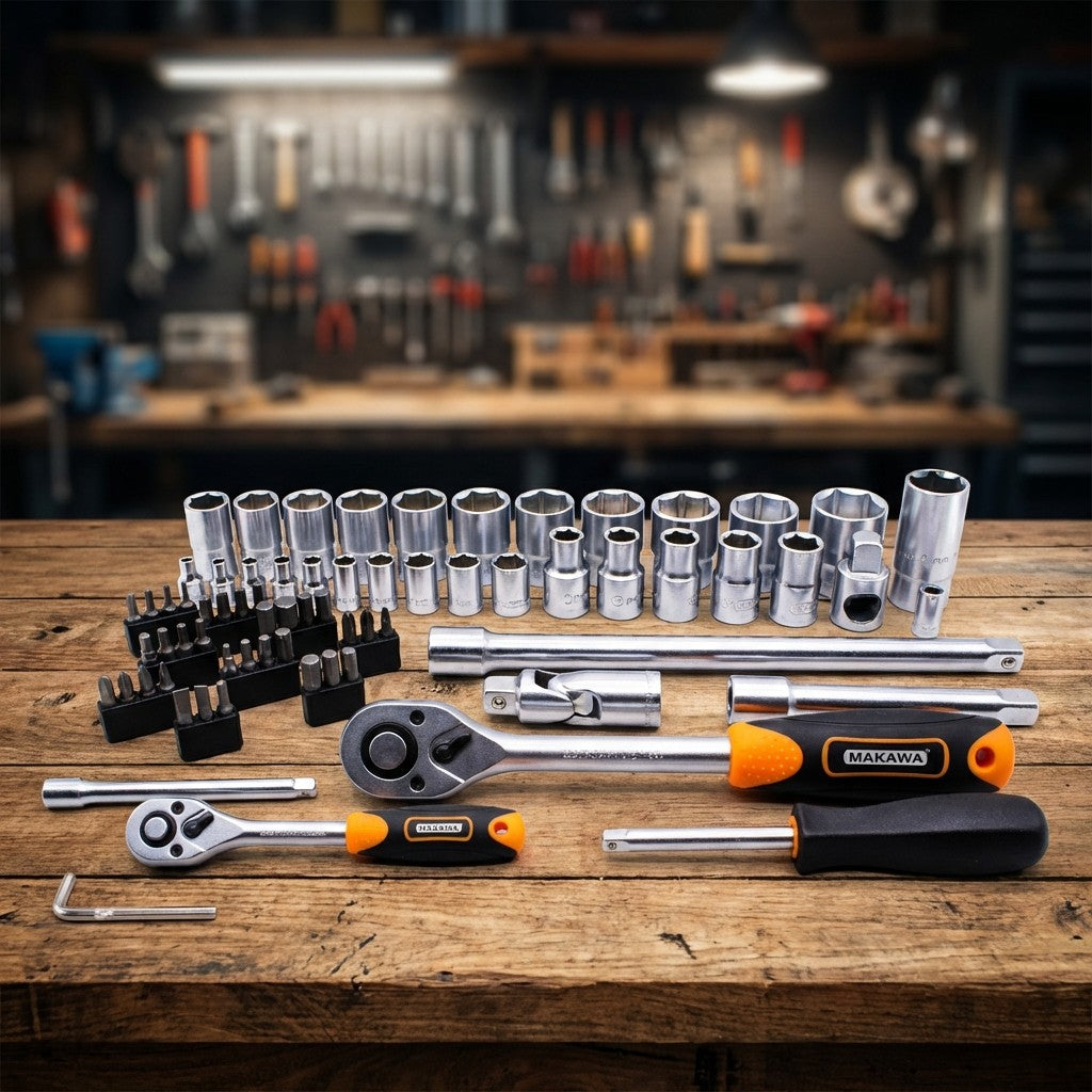 JUEGO DE DADO Y PUNTA 1/2”-1/4” 72PZ MAKAWA TW-72P