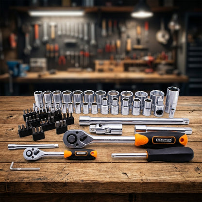 JUEGO DE DADO Y PUNTA 1/2”-1/4” 72PZ MAKAWA TW-72P