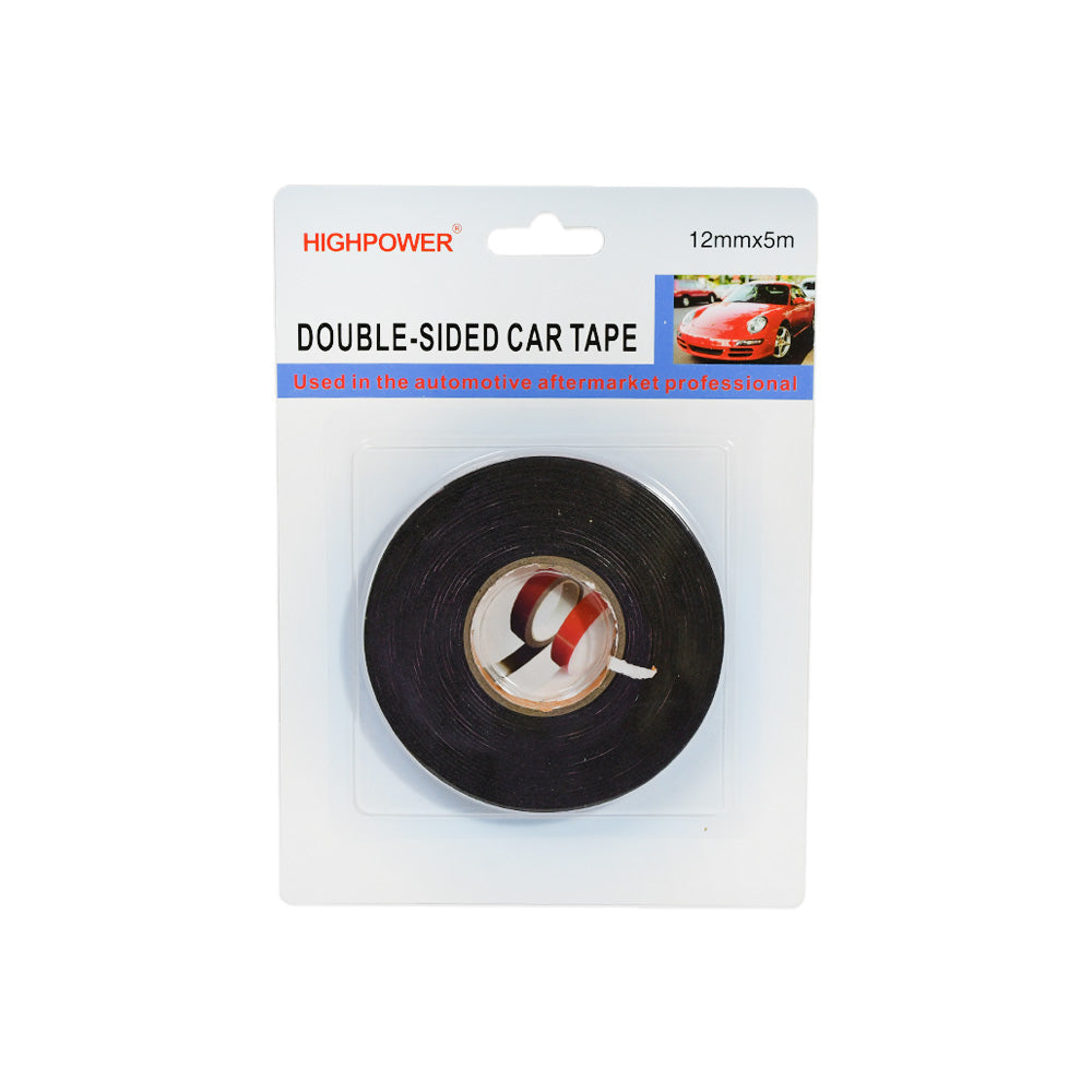 CINTA DOBLE FAZ NEGRA 12MM X 5METROS LH-1603