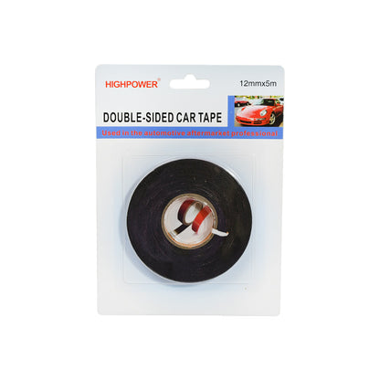 CINTA DOBLE FAZ NEGRA 12MM X 5METROS LH-1603