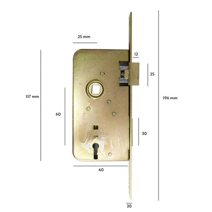 CERRADURA 8X60 30-AR PARA PUERTA DE CHAPA LH-1577