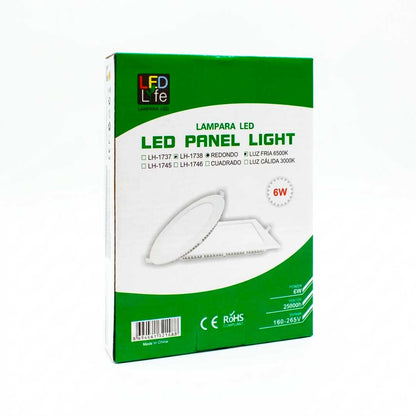 ARTEFACTO LED 6W REDONDO LUZ FRIA LED LIFE LH1738