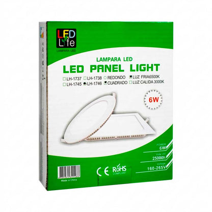ARTEFACTO LED 6W CUADRADO LUZ FRIA LED LIFE LH1746