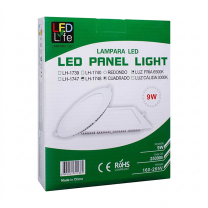 ARTEFACTO LED 9W CUADRADO LUZ FRIA LED LIFE LH1748