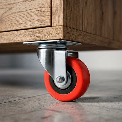 RUEDA ROJA C/BASE METALICA 5″ GIRATORIA LH-1690