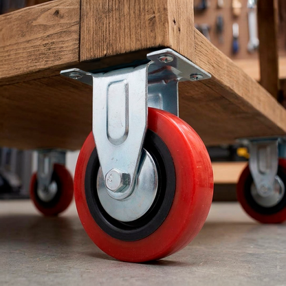 RUEDA BASE METALICA 4″ FIJA COLOR ROJO LH-1691