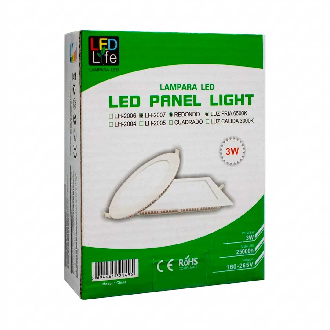 ARTEFACTO LED 3W REDONDO LUZ FRIA LED LIFE LH-2007