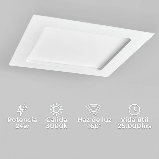 ARTEFACTO LED 24W CUADRA LUZ CALID LED LIFE LH2008