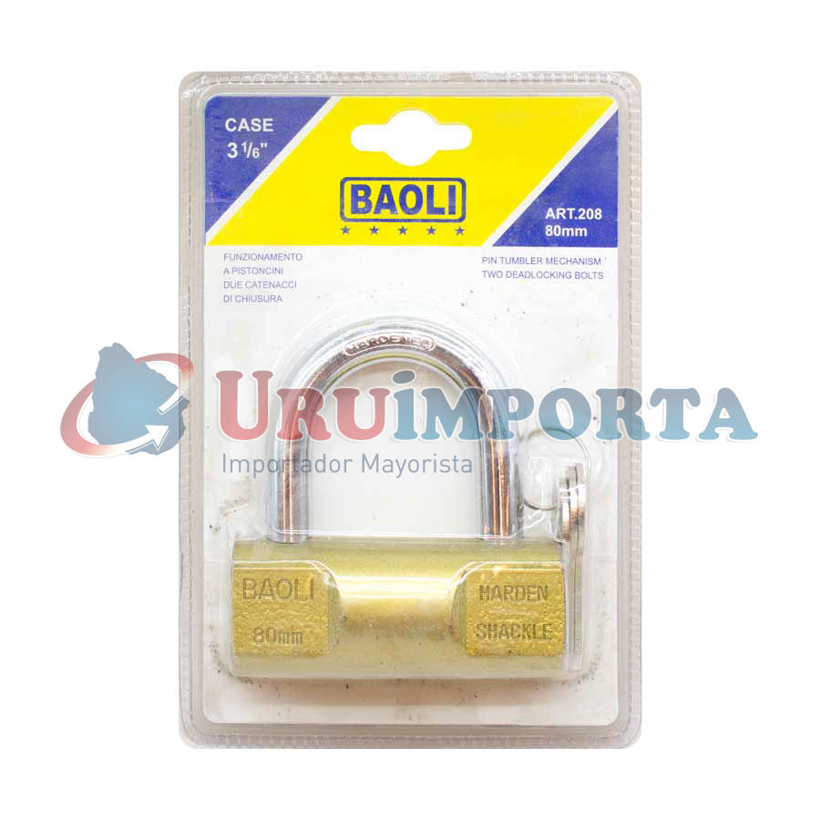 CANDADO BRONCEADO EN BLISTERS 80MM BAOLI LH-1278