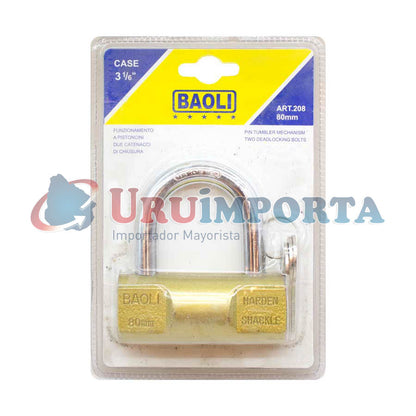 CANDADO BRONCEADO EN BLISTERS 80MM BAOLI LH-1278
