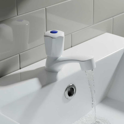 CANILLA LAVATORIO PLASTI BLANCA HEXAGONAL LH-2205
