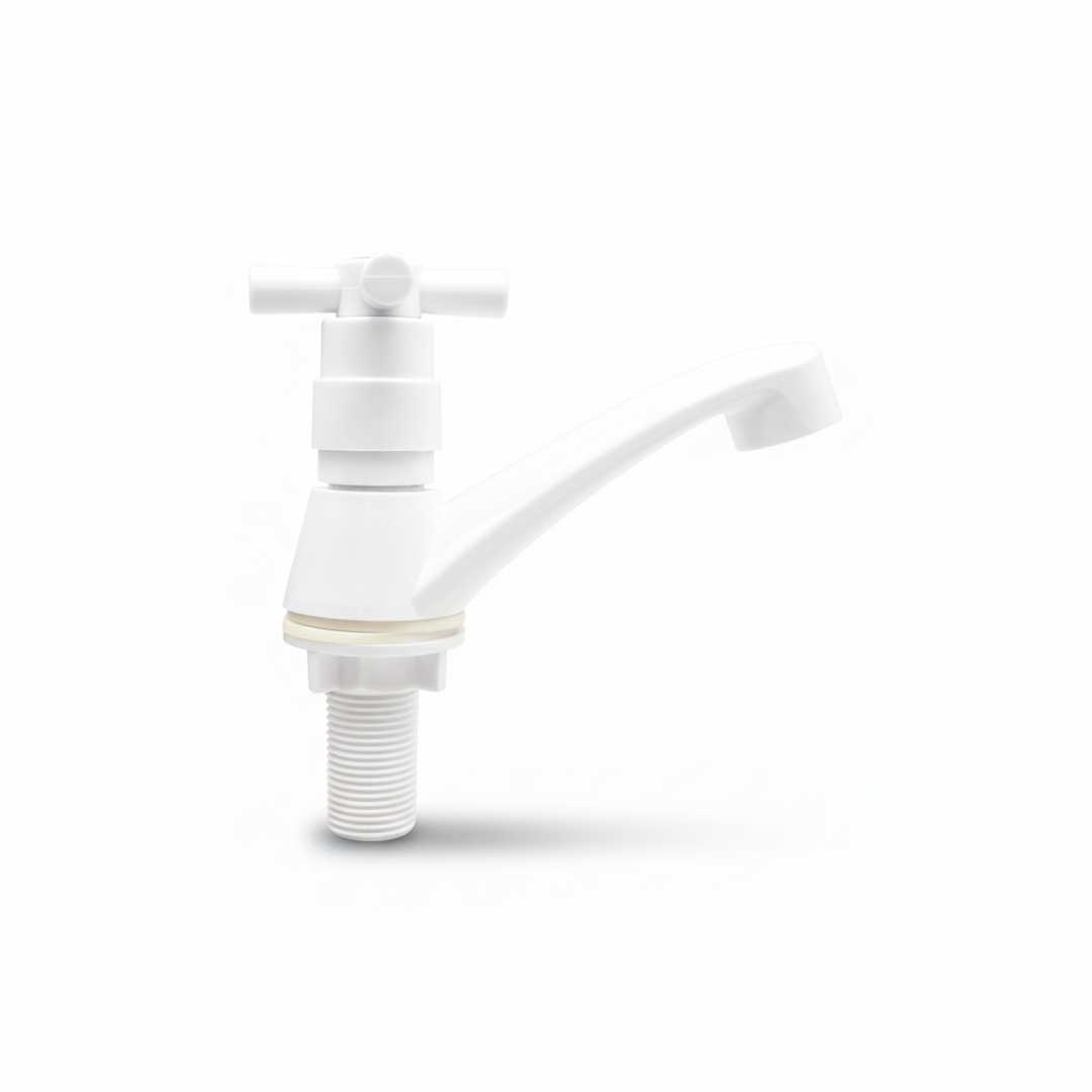 CANILLA LAVATORIO PLAST BLANCA VOLANT CRUZ LH-2206