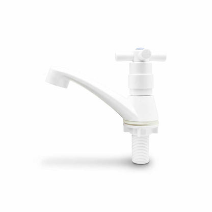 CANILLA LAVATORIO PLAST BLANCA VOLANT CRUZ LH-2206