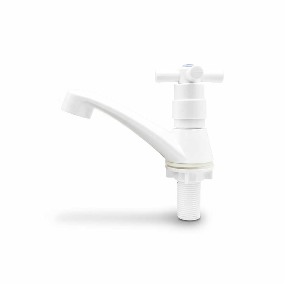 CANILLA LAVATORIO PLAST BLANCA VOLANT CRUZ LH-2206