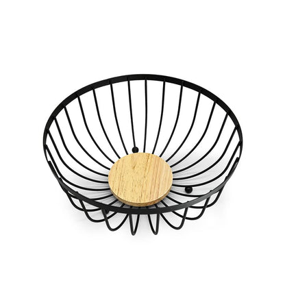 CESTO 25CM PARA FRUTAS MADERA HIERRO LH-3672