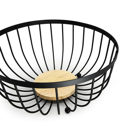 CESTO 25CM PARA FRUTAS MADERA HIERRO LH-3672