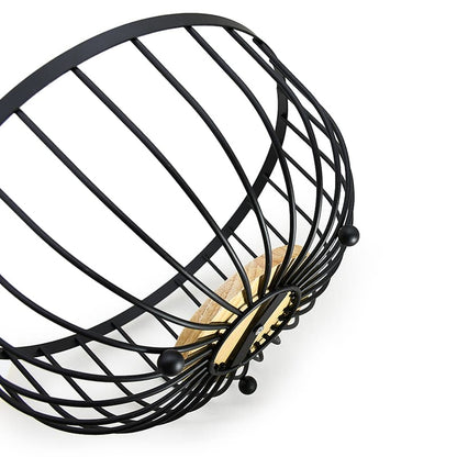 CESTO 25CM PARA FRUTAS MADERA HIERRO LH-3672