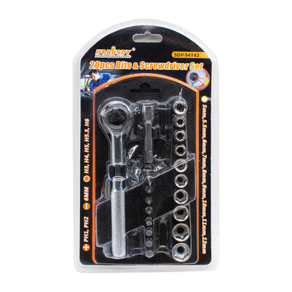 JUEGO DE DADO Y PUNTA 1/4” 20PZ 5-12MM LH-1963