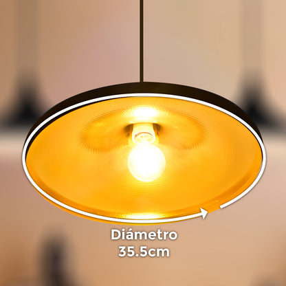 LAMPARA DE COLGAR PLANA NEGRO MATE LH-2312