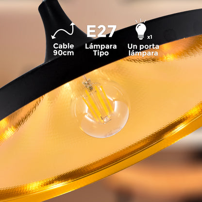 LAMPARA DE COLGAR PLANA NEGRO MATE LH-2312