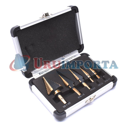 MECHA CONICA 5PZ PULGADAS ESTUCHE METALICO LH-2357