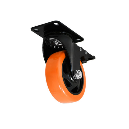 RUEDA NARANJA GIRATORIA C/FRENO 4″ LH-3460