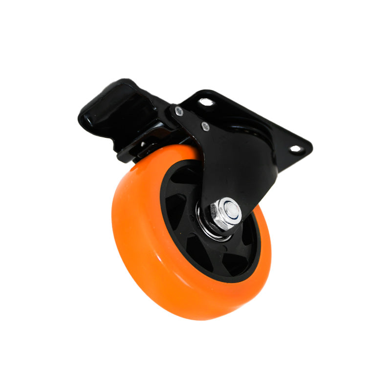 RUEDA NARANJA GIRATORIA C/FRENO 4″ LH-3460