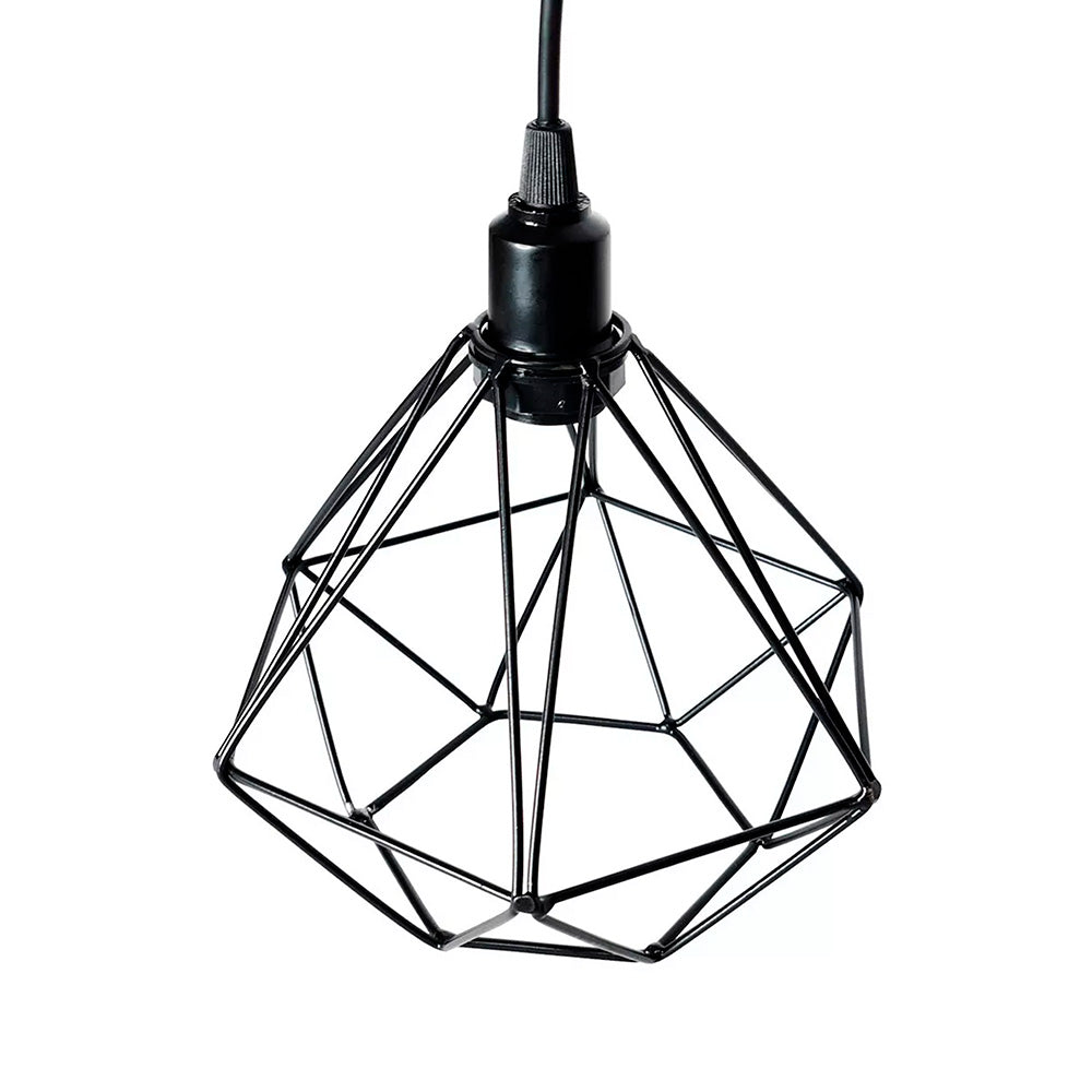 LAMPARA COLGAR JAULA 3 COPAS METALICA NEGRA LH2315