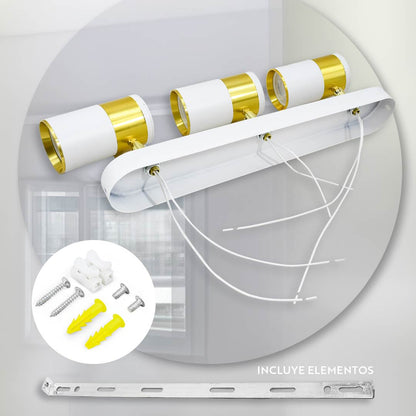 APLIQUE 3 LUCES BLANCO DORADO PARED-TECHO LH-3533