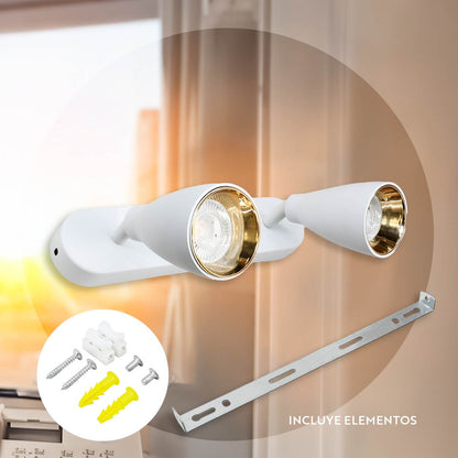 APLIQUE 2 LUCES BLANCO DORADO PARED-TECHO LH-3856