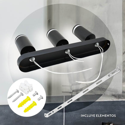 APLIQUE 3 LUCES NEGRO PARED-TECHO LH-3527