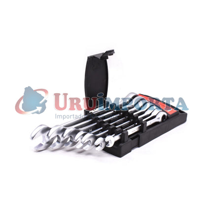LLAVE COMBINADA FIJA C/CRICKE 7PZ 8-19MM WORKTOOLS