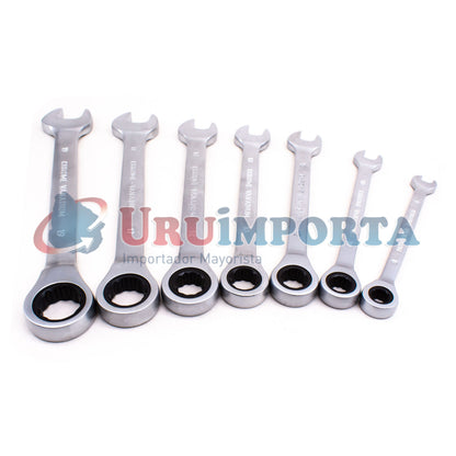LLAVE COMBINADA FIJA C/CRICKE 7PZ 8-19MM WORKTOOLS