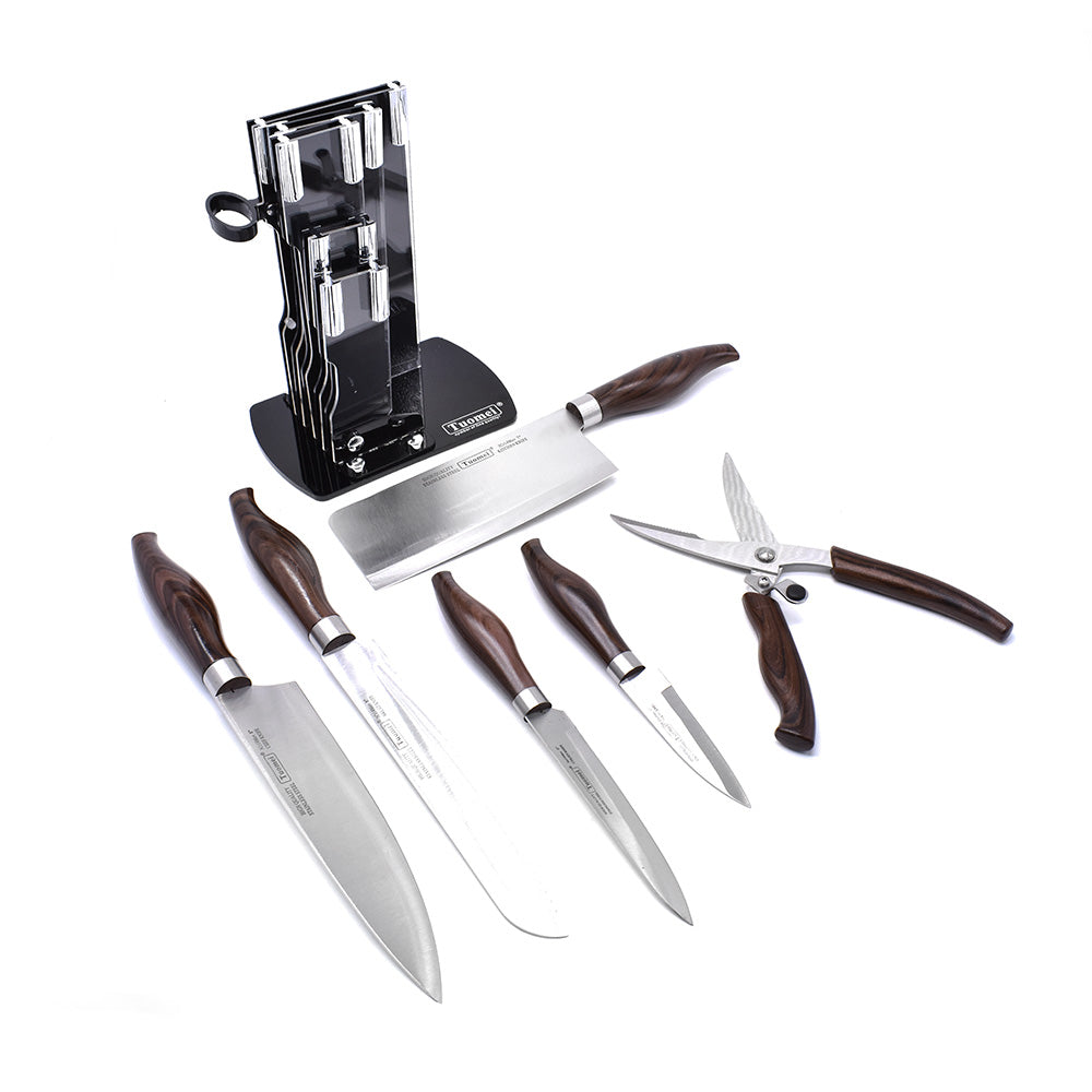 SET DE CUCHILLOS 7PZ PARA COCINA NOGAL LH-2780