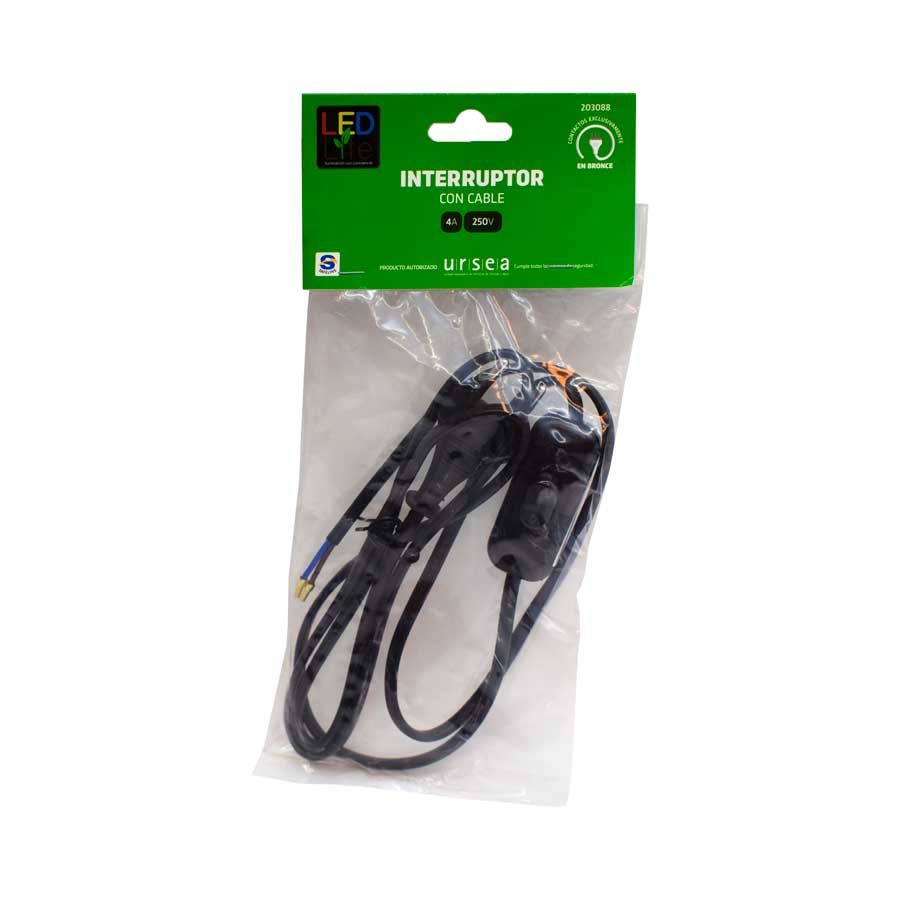 INTERRUPTOR 4AMP C/CABLE NEGRO LED LIFE 203088